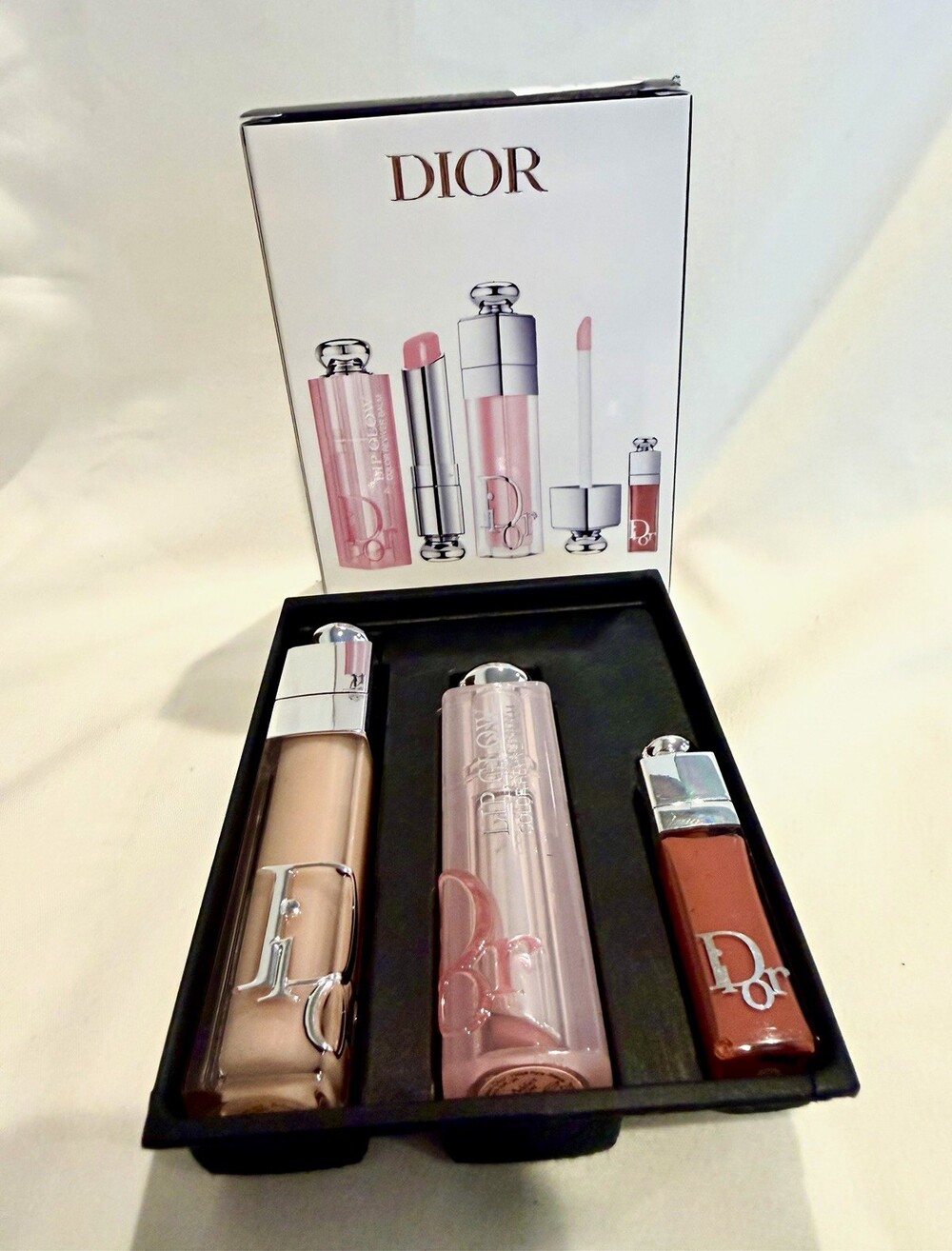 Dior Lip Glow 3pc Lip Gloss Set Pink Nude Makeup Shades 3 Items in Set